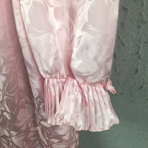 Vintage Christian Dior Robe Womens M Pink Maxi Embossed Romantic Victorian - Picture 14 of 16